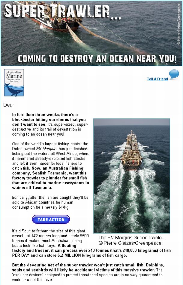 Environment groups get on board trawler protest